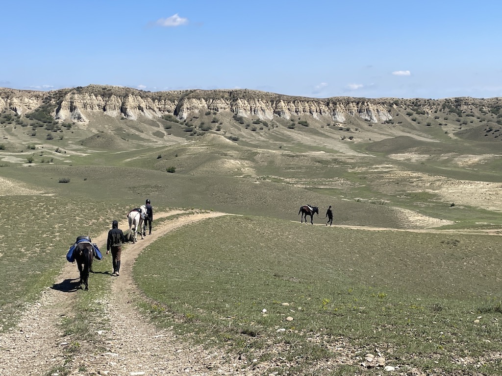 Horseriding Georgia trip across a semi-desert area near Udabno.  